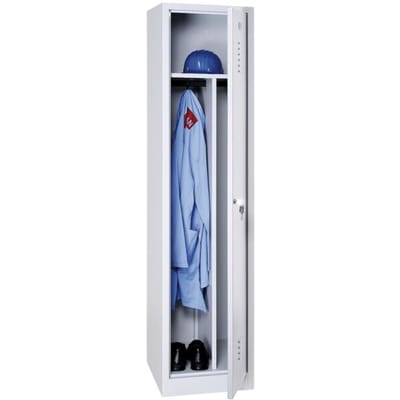 Kledinglocker, 1 deur, B 400 x H 1800 mm cilinderslot, lichtgrijs