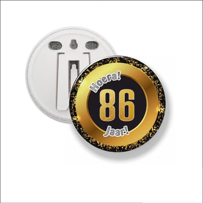 Button Met Clip 58 MM - Hoera 86 Jaar