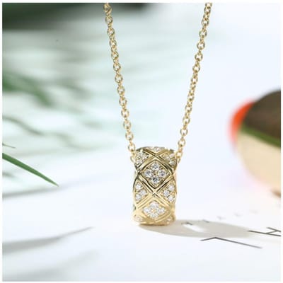 Gouden Veelzijdige Ring Diamanten Hanger Modieus Klassiek Transport Kralen Diamanten Ketting white