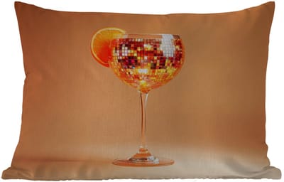 Buitenkussens - Drank - Oranje - Glitter - Disco - 60x40 cm - Weerbestendig