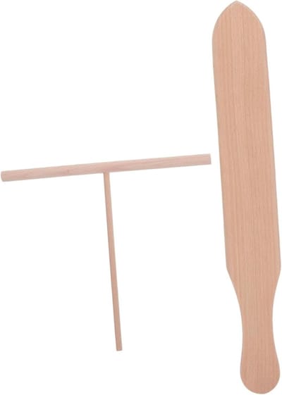 Pannenkoek Spatel Set - Hout Keukengerei - Pannenkoeken Maken - Gelijkmatige Verdeling - 19.5 cm - Houtkleur