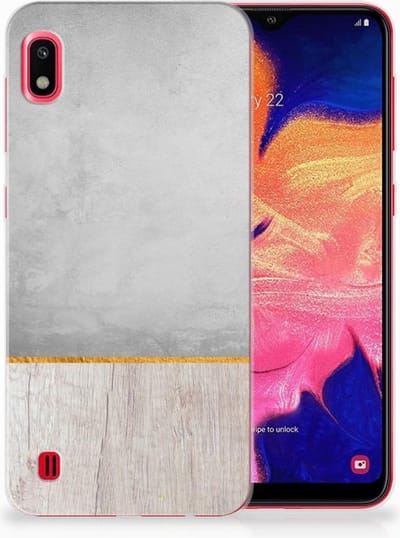 TPU Hoesje voor Samsung Galaxy A10 Bumper Hoesje Wood Concrete