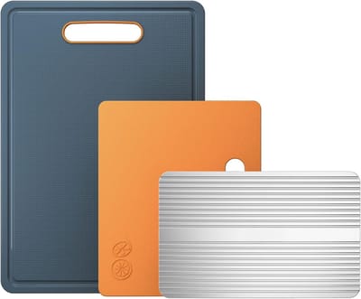 Famanu - Snijplanken Set – 3-delig – Met Sapgroef & Handvat – Antislip – Lava Oranje