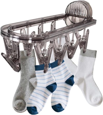 kleerhanger, droogrek met 9 clips, draaihaken, multifunctionele kleerhanger, sokken, clip, wasrek, ruimtebesparend, voor sokken, babykleding, ondergoed