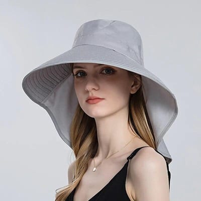 Zomerzonhoeden voor dames UV-hoed Dames met nekbescherming Strand Panama zonneschermhoed gray