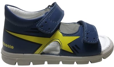 Falcotto - Duske - Mt 20 - velcro's lederen sandalen - gele ster - blauw