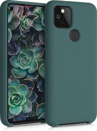 kwmobile telefoonhoesje geschikt voor Google Pixel 5 - Hoesje met siliconen coating - Smartphone case in blauwgroen