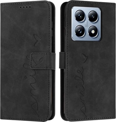 Coverup Hoesje - Geschikt voor Xiaomi 14T Pro Hoesje - Coverup Smile Book Case - Zwart