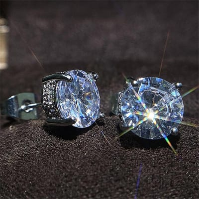 Boucles d'oreilles puces en argent sterling CZ Style polyvalent Cadeau pour la fille d'anniversaire Boucles d'oreilles délicates pour femmes Bijoux classiques gray
