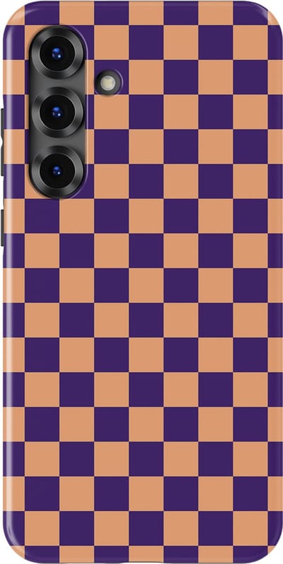 Design Hoesje Samsung Galaxy S25 Plus | Geschikt Voor Mag | Tiny Squares Checkered Print | Backcover Samsung Galaxy S25 Plus Pixel Peach
