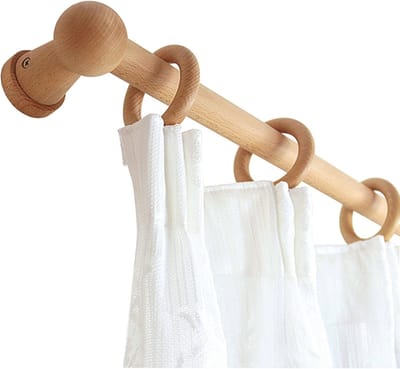 Gordijnroede Set - Houten Roede - Woondecoratie - Massief Beukenhout - 90-320 cm - Natuurlijk Hout
