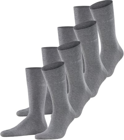 Esprit Solid 4-Pack huidvriendelijk slijtvast eenkleurig katoen multipack sokken heren grijs - maat 40-46