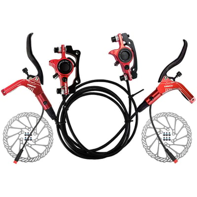 E-Bike hydraulische remset met 160 mm rotoren Hydraulische schijfremklauwhendel voor en achter rood