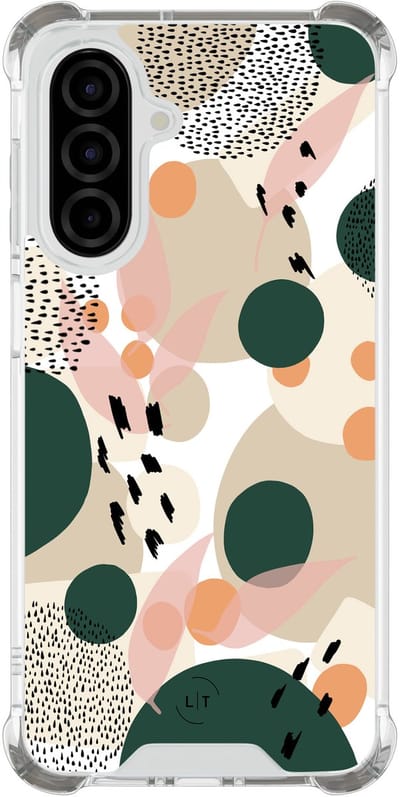 Shockproof hoesje - Geschikt voor Samsung Galaxy A26 - Abstract painted - Extra sterke case - TPU/polycarbonaat - Print / Illustratie - Beige, Transparant