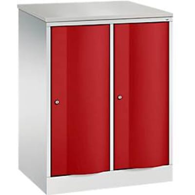 C+P Garderobekast Resisto, 2 vakken, 2 legplanken, B 772 x D 540 x H 1077 mm, lichtgrijs/ruwe rood