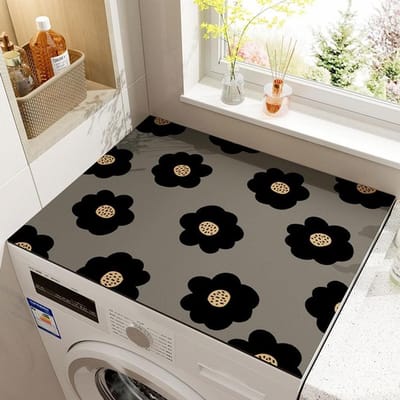 Wasmachine Droger Mat - Beschermhoes Apparaten - Apparaten Beschermen - Absorberend Sneldrogend - 60 x 60 cm - Grijs Patroon