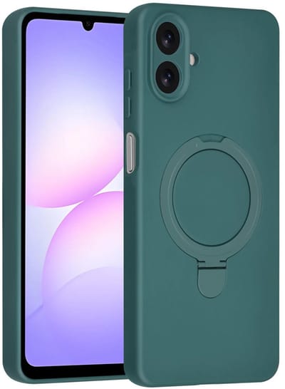 Backcover Hoesje Geschikt voor: Samsung Galaxy A07 Volledig Dekkende Schokbestendige Siliconen Backcover met Ringstandaard – 360° Bescherming - DonkerGroen