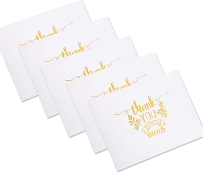 100 x Elegante Bedankkaarten met Goudfolie 6 x 8 cm - Blanko binnenkant voor persoonlijke boodschap