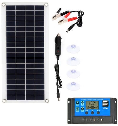Polykristallijn silicium Zonnepaneelset - Draagbare flexibele zonnepanelen - Geschikt voor campers, boten, auto's, zonnegeneratoren, laptops, smartphones, enz., uitgerust met een 2V USB-20A-controller