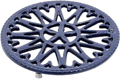 Gietijzeren Onderzetter - Tafelbeschermer - Hete Pannen - Gemaakt van Gietijzer - 18 cm Diameter - Blauw