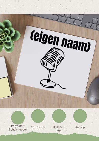Akyol - microfoon met eigen naam Muismat - Microfoon - muziek liefhebbers - iemand die houdt van muziek - verjaardag - cadeau - kado - 23 bij 19 cm