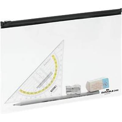 Zak met ritssluiting ZIP BAG, transparant met zwarte zipper, A5, 5 stuks
