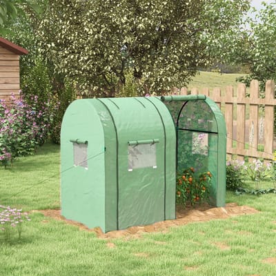 MODFU - Foliekas - Twee Compartimenten En Oprolbare Deuren - Voor Tuin - Staal En PE - Groen - 185 x 94 x 150 cm