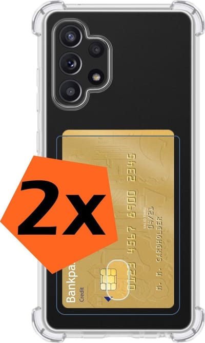 Hoes - 2 Stuks - Geschikt voor Samsung Galaxy A32 5G - Met Pashouder en Kaarthouder - Telefoon Hoesje Shockproof - Siliconen Case - Back Cover - Shock Proof - Pasjes Houder - Transparant