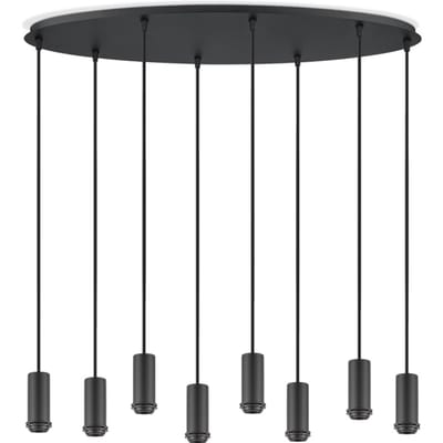 Metaal kroonluchter - Industrie hanglamp - Zwart - Met 8 pcs lampvoeten - Ontworpen voor Eetkamer en Slaapkamer - 80 x 25 x 117.5cm - set met E27 Lamphouder - voor Lampenkap met Doorsnede max 15cm - Gloeilamp Niet Inbegrepen