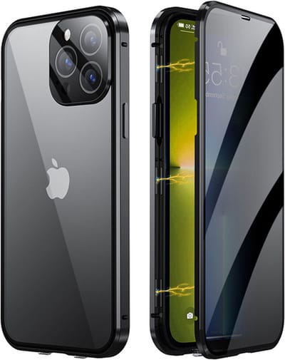 Hoesje Geschikt voor iPhone 12 Hoesje Magnetische Adsorptie Back Case - Hoes Geschikt voor iPhone 12 Hoesje Met Magnetische Connectie - Zwart