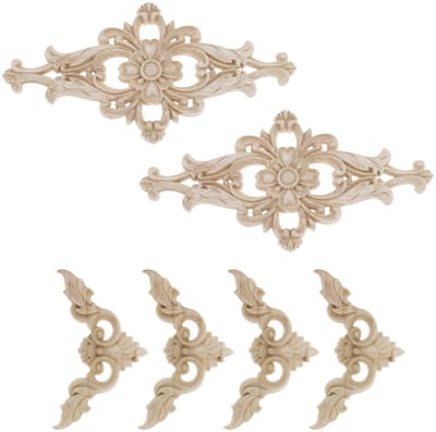 Dailygoods- Hoek Ornament Houtkleur - Houten Lange Applicaties - Houten Hoeken - Decoratie Meubels - DIY Houtsnijwerk - Massief Hout