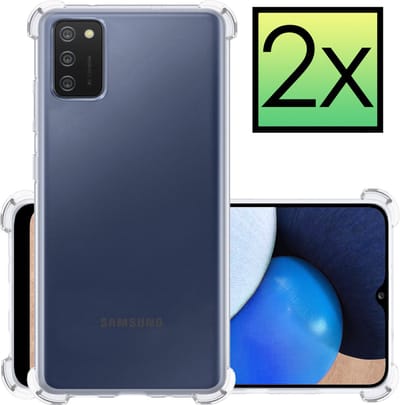 Hoesje - 2 Stuks - Geschikt voor Samsung Galaxy A02s - Sterk & Shockproof - Siliconen Case - Back Cover - Telefoon Hoes Shock Proof - Transparant