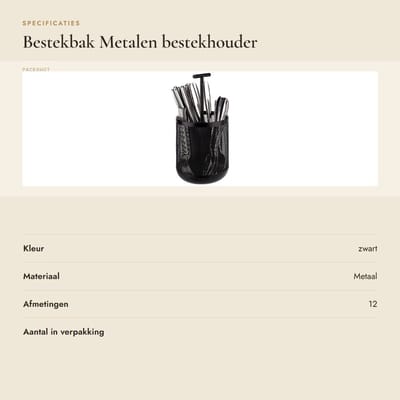 Dailygoods- Bestekbak Metalen Container - 3 Vakken - Ø 12 cm - Hoogte 25 cm - Meubelvriendelijke Onderkant - Stijlvolle Opslag - Bestekhouder