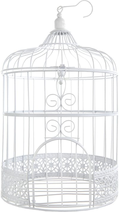 SANTEX - Decoratieve witte vogelkooi 30 cm van metaal om op te hangen