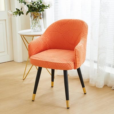 Gebogen Eetkamerstoelhoes Eenvoudig Groot Blad Gesneden Velvet Make-up Stoelhoes Elastisch All-inclusive Universeel Hoge Fauteuilhoes 40*43cm