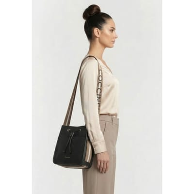 Coccinelle Large Shoulder Bag With Logo Strap In Black Größe: OS | Handtaschen Outlet | Damen | Schwarz