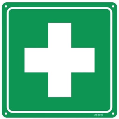EHBO-borden en Veiligheidssignalen - 2 Stuks Groen met Wit Kruis voor Reddingsweg en Nooduitgang