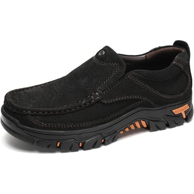 Herenschoenen Lage Instappers Casual Leren Schoenen Echt Leer Lente en Herfst Mode Schoenen Buitenwerkschoenen 48 black