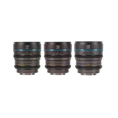 Sirui Night Walker 24+35+55mm T1.2 S35 Cine Lens Set met Koffer  L-mount Metaal grijs