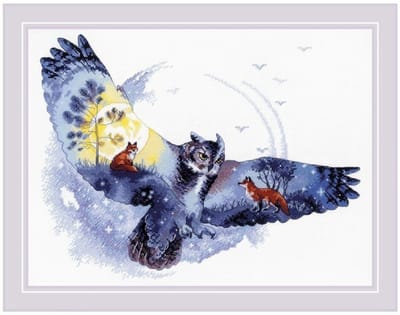 RIOLIS In night Forest Owl borduren (pakket)