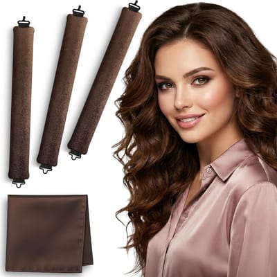 Haarrollers Zonder Hitte - Krulstokken Zacht - Haar Stijlen - Slaapcomfortabel Ontwerp - 25.4 cm Lengte - Bruin