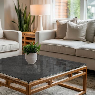 Coloray Tafelblad - Salontafel Blad - 50x50 cm - Zwart - Vierkant Glazen Tafelblad - Glazen Blad - Tafelblad Van Gehard Glas - Tuintafelblad - Tafelblad Buiten woonkamerdecoratie