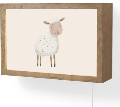 Wandlamp 30x20 cm - Oplaadbaar - Schaap - Boerderij dier - Dieren - Wandlampen binnen woonkamer - Slaapkamer lamp met kabel - Decoratieve nachtlamp - Vloerlamp snoer
