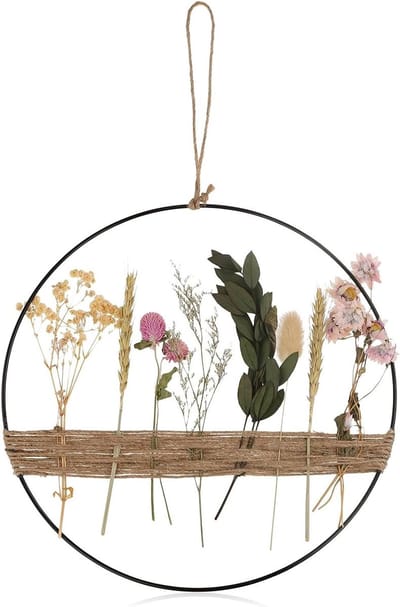 Deurkrans voor voordeur, krans met gedroogde bloemen, herfsttoegangsdeur, natuurlijke krans voor deur en muur, rustieke decoratie voor thuis en evenementen (20 x 20 cm)
