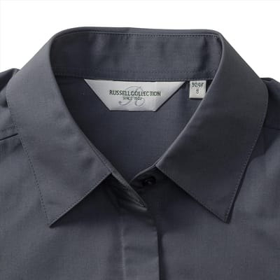 Russell Collectie Dames/Dames Korte Mouwen Poly-Katoen Easy Care Poplin Shirt (Konvooi Grijs)