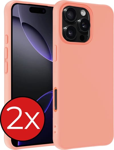 Hoesje - 2 Stuks - Geschikt voor Apple iPhone 16 Pro - Sterk & Shockproof - Telefoonhoes - Back Cover - Case Siliconen - Telefoon Hoes - Perzik