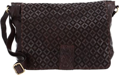 CAMPOMAGGI Leren Schoudertas Crossbody Bag Moro Donkerbruin