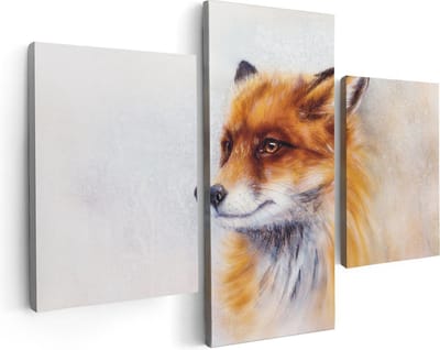 Artaza Canvas Schilderij Drieluik Vos op Aquarel Getekend - Abstract - 90x60 - Foto Op Canvas - Canvas Print