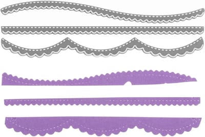 Stanssjabloon Kaartranden - Papier Snijmal - Kaarten Maken - Drie Rand Patronen - 155 x 44 cm - Grijs