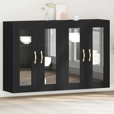 vidaXL - Wandkasten - 2 - st - Zwart - Eiken - 69,5 - x - 34 - x - 90 - cm - Bewerkt - hout